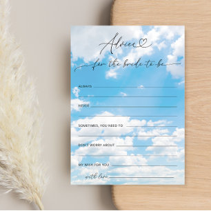 On cloud 9 Bridal Shower Advice and Wishes Cards