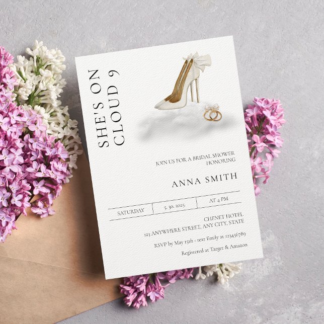 On cloud 9 Bridal Shower Modern Minimalist  Invitation (Creator Uploaded)
