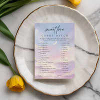 On Cloud 9 Candy Match Bridal Shower Game Card