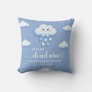 On Cloud 9 cute Blue Boy Baby Shower Throw Pillow