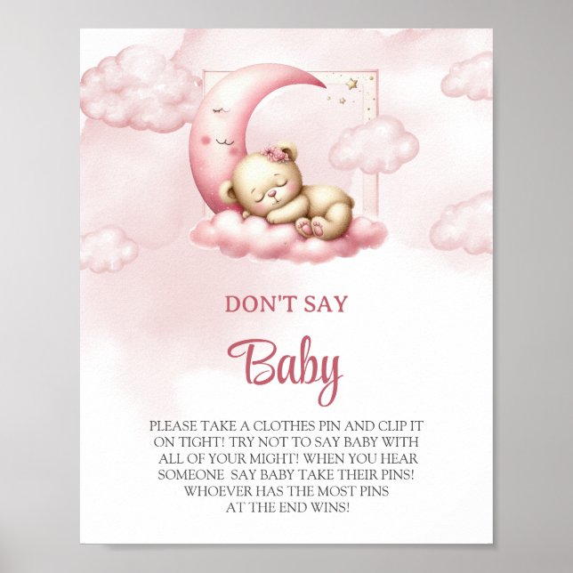 On Cloud 9 cute Pink Girl don't say baby game sign (Front)