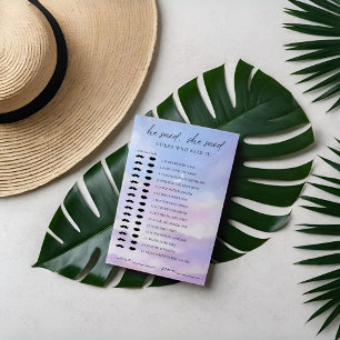 On Cloud 9 Guess Who Bridal Shower Game Card