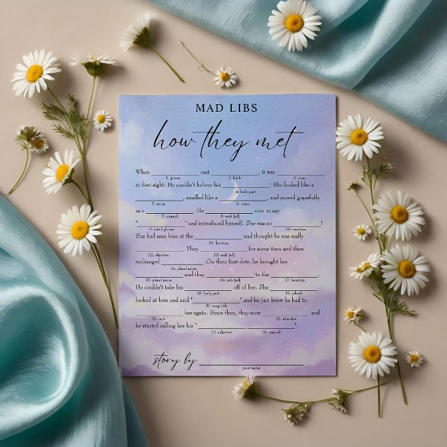 On Cloud 9 How They Met Bridal Libs Game Invitation (Creator Uploaded)
