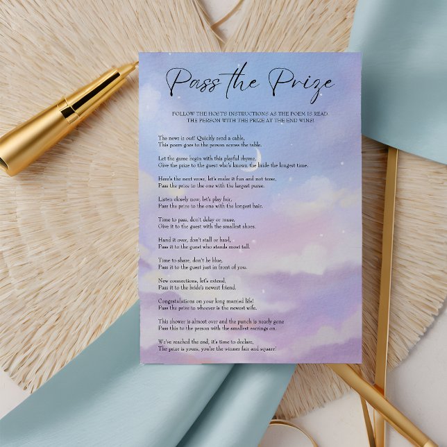 On Cloud 9 Pass the Prize Bridal Shower Game Card (Creator Uploaded)