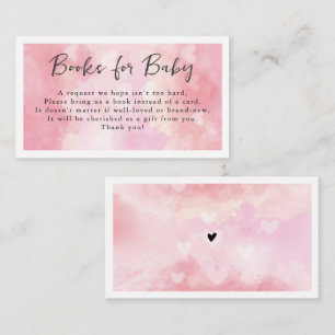 On Cloud 9 Pink Watercolor Books for Baby Shower Enclosure Card