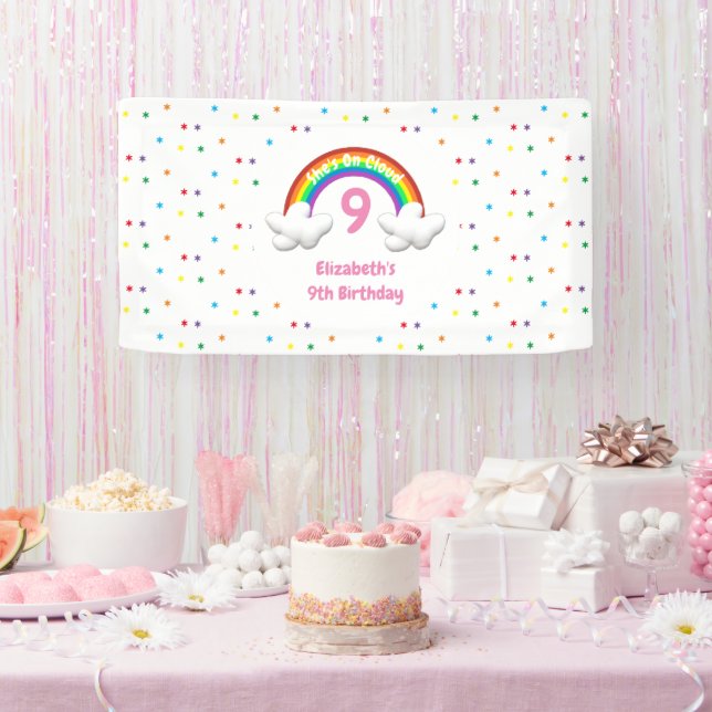 On Cloud 9! Rainbow Birthday Banner (Party)