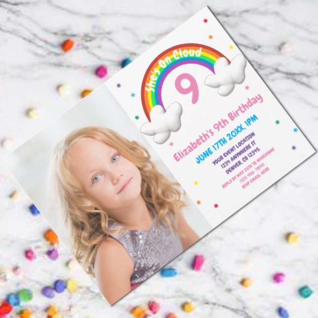 On Cloud 9! Rainbow Birthday Invitation (Creator Uploaded)