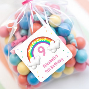 On Cloud 9! Rainbow Birthday Square Sticker