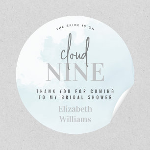 On Cloud 9 Thank You for Coming Bridal Shower Classic Round Sticker