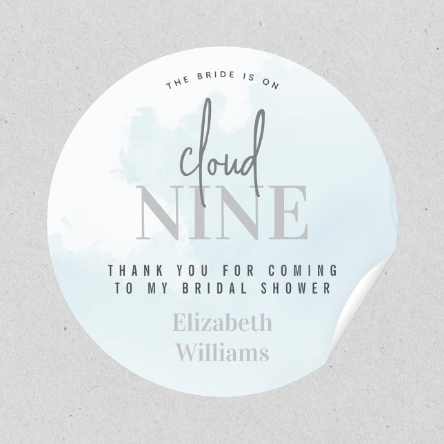 On Cloud 9 Thank You for Coming Bridal Shower Classic Round Sticker (the bride is on cloud nine thank you for coming to my bridal shower sticker)