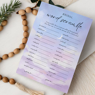 On Cloud 9 Word Scramble Bridal Shower Game Card