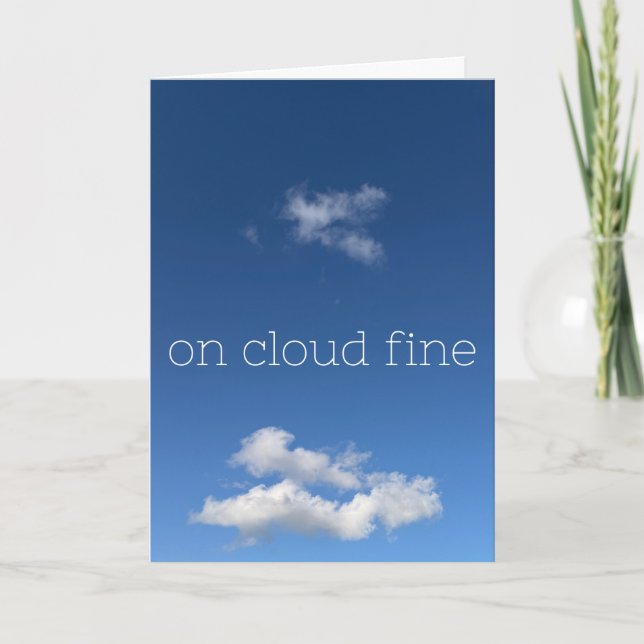 On Cloud Fine Funny Minimalist Blue Sky Card (Front)