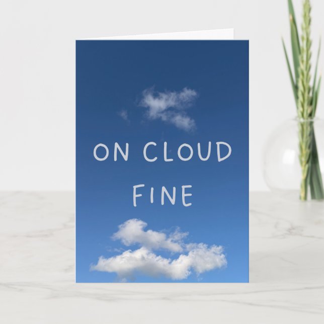 On Cloud Fine Funny Minimalist Blue Sky Card (Front)