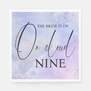 On Cloud Nine 9 Calligraphy Blue Bridal Shower Napkin