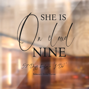 On Cloud Nine 9 Calligraphy Bridal Shower Window Cling