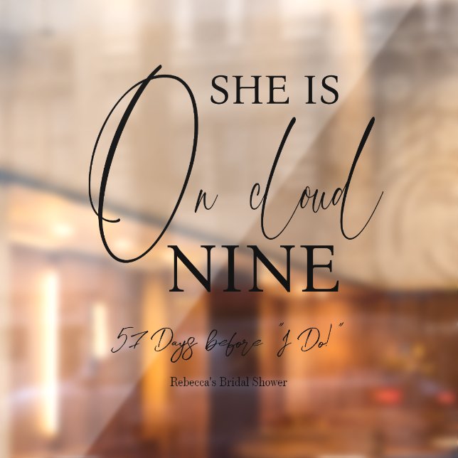 On Cloud Nine 9 Calligraphy Bridal Shower Window Cling (Sheet 2)