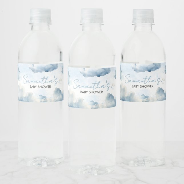 On Cloud Nine Baby Shower Party Water Bottle Label (Bottles)