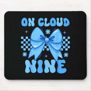On Cloud Nine Bday 9th Birthday Girl Coquette Bow Mouse Mat