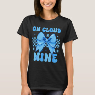 On Cloud Nine Bday 9th Birthday Girl Coquette Bow  T-Shirt