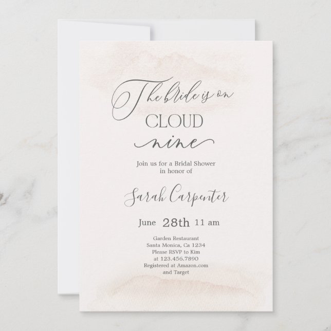 On Cloud Nine Bridal Shower Invitation (Front)