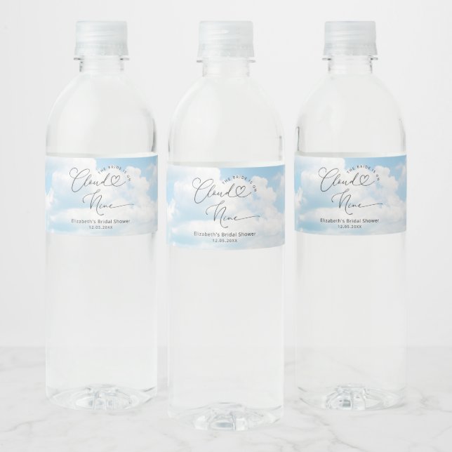 On Cloud Nine Bridal Shower Water Bottle Label (Bottles)