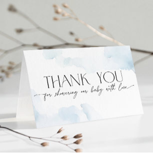 On Cloud Nine Dusty Blue Baby Shower Thank You Card