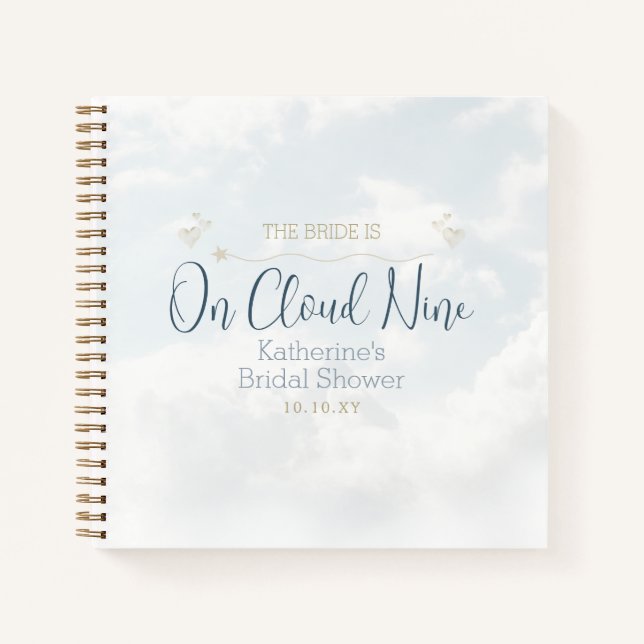 On Cloud Nine Elegant Bridal Shower Guest Book (Front)