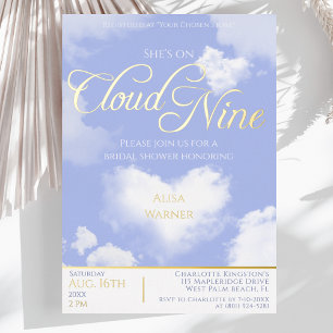 On Cloud Nine Elegant Heart Blue Sky Bridal Shower
