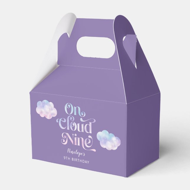 On Cloud Nine Girl 9th Birthday Party Favour Box (Front Side)