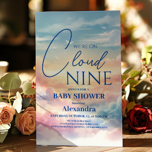 On Cloud Nine Modern Baby Shower Invitation