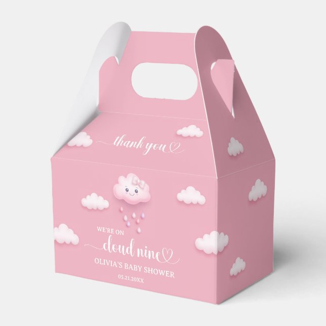 On Cloud Nine Modern Pink Baby Shower  Favour Box (Front Side)