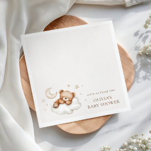 On Cloud Nine Neutral Teddy Bear Baby Shower  Napkin