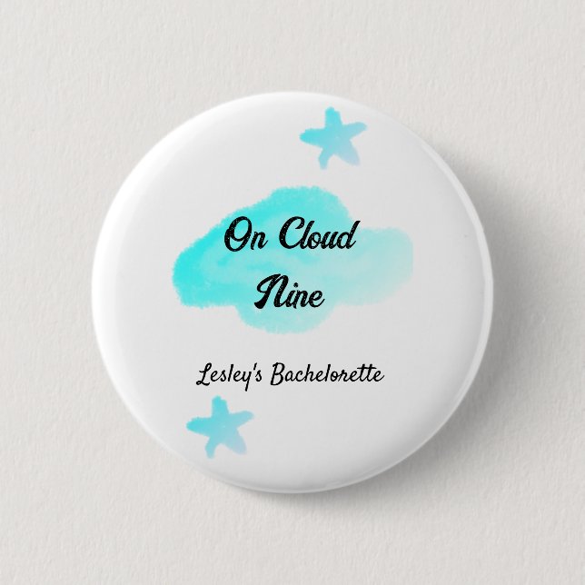 On Cloud nine pastel blue clouds star bachelorett 6 Cm Round Badge (Front)