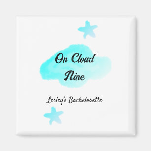 On Cloud nine pastel blue clouds star bachelorett Magnet