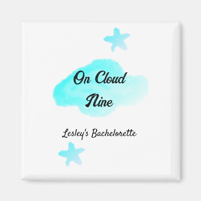 On Cloud nine pastel blue clouds star bachelorett Magnet (Front)