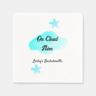 On Cloud nine pastel blue clouds star bachelorett Napkin