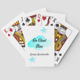 On Cloud nine pastel blue clouds star bachelorett Playing Cards