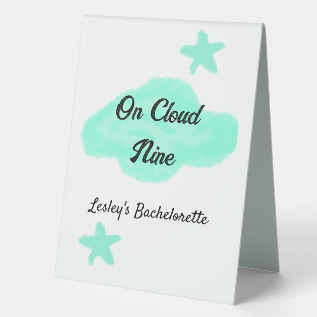 On Cloud nine pastel green clouds star bachelorett (Front)