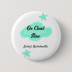 On Cloud nine pastel green clouds star bachelorett 6 Cm Round Badge