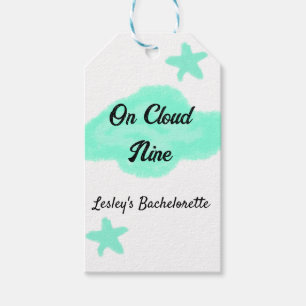 On Cloud nine pastel green clouds star bachelorett Gift Tags