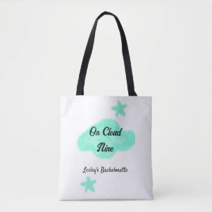 On Cloud nine pastel green clouds star bachelorett Tote Bag