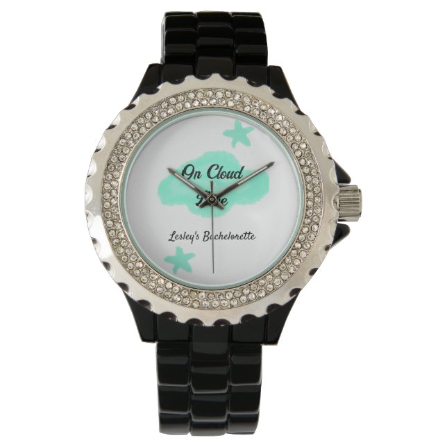 On Cloud nine pastel green clouds star bachelorett Watch (Front)