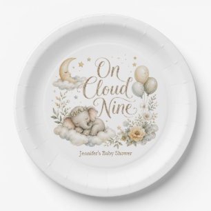 On Cloud Nine, Personalized Gender Neutral Elephan Paper Plate