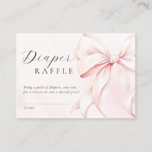 On Cloud Nine Pink Bow Baby Shower Diaper Raffle Enclosure Card