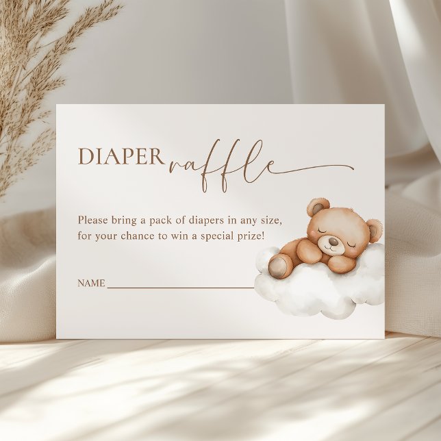 On Cloud Nine Teddy Bear Baby Shower Diaper Raffle Enclosure Card (Creator Uploaded)
