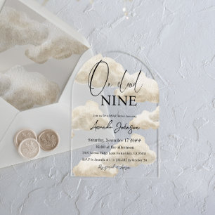 On Cloud Nine Watercolor Beige Bridal Shower Acrylic Invitations