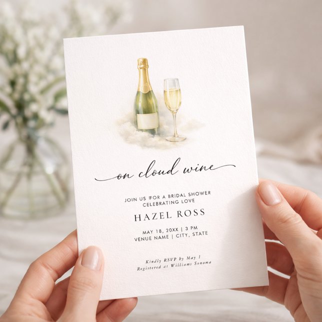 On Cloud Wine Elegant Champagne Bridal Shower Invitation (Creator Uploaded)