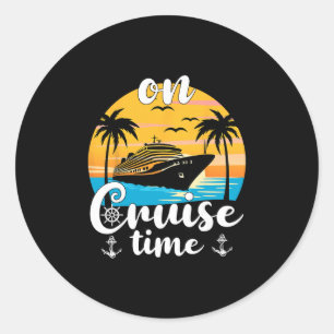 On Cruise Time Beach Summer Vacation Matching Fami Classic Round Sticker