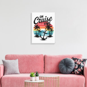 On Cruise Time Coconut Tree Summer Vacation Canvas Print