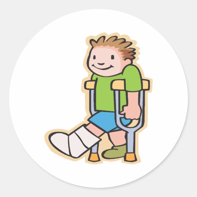 On Crutches Classic Round Sticker (Front)